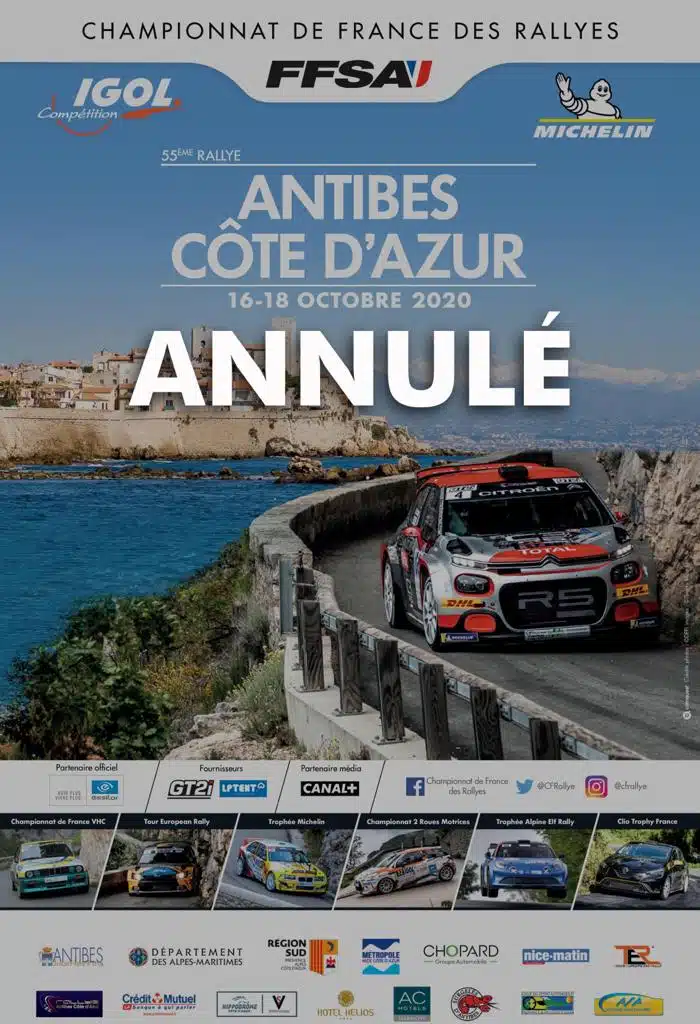 Lire la suite à propos de l’article Le Rallye d’Antibes officiellement annulé !