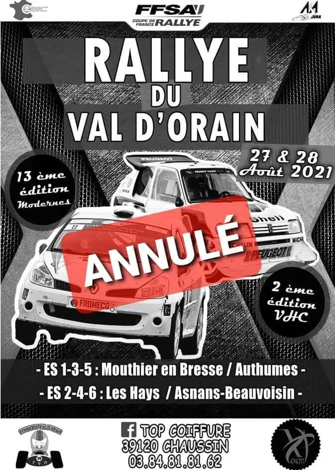 You are currently viewing Rallye du Val d&rsquo;Orain  est annulé !