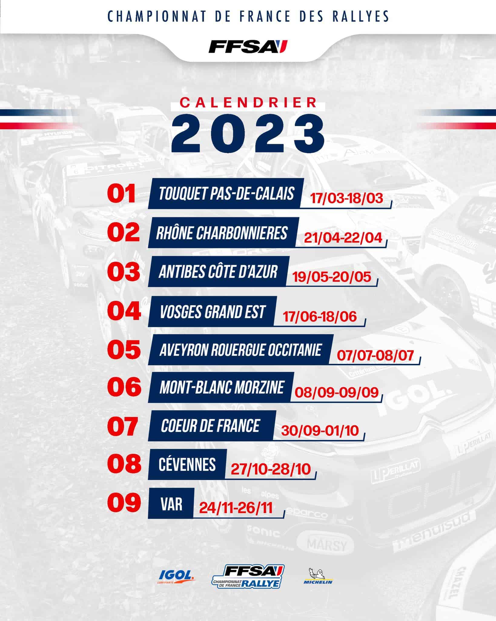 Calendrier Rallye Normandie 2023