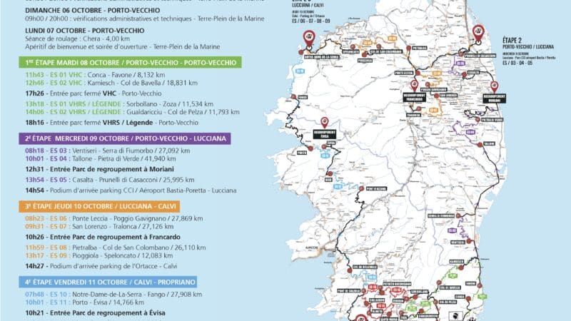 Carte Tour de Corse Historique 2024
