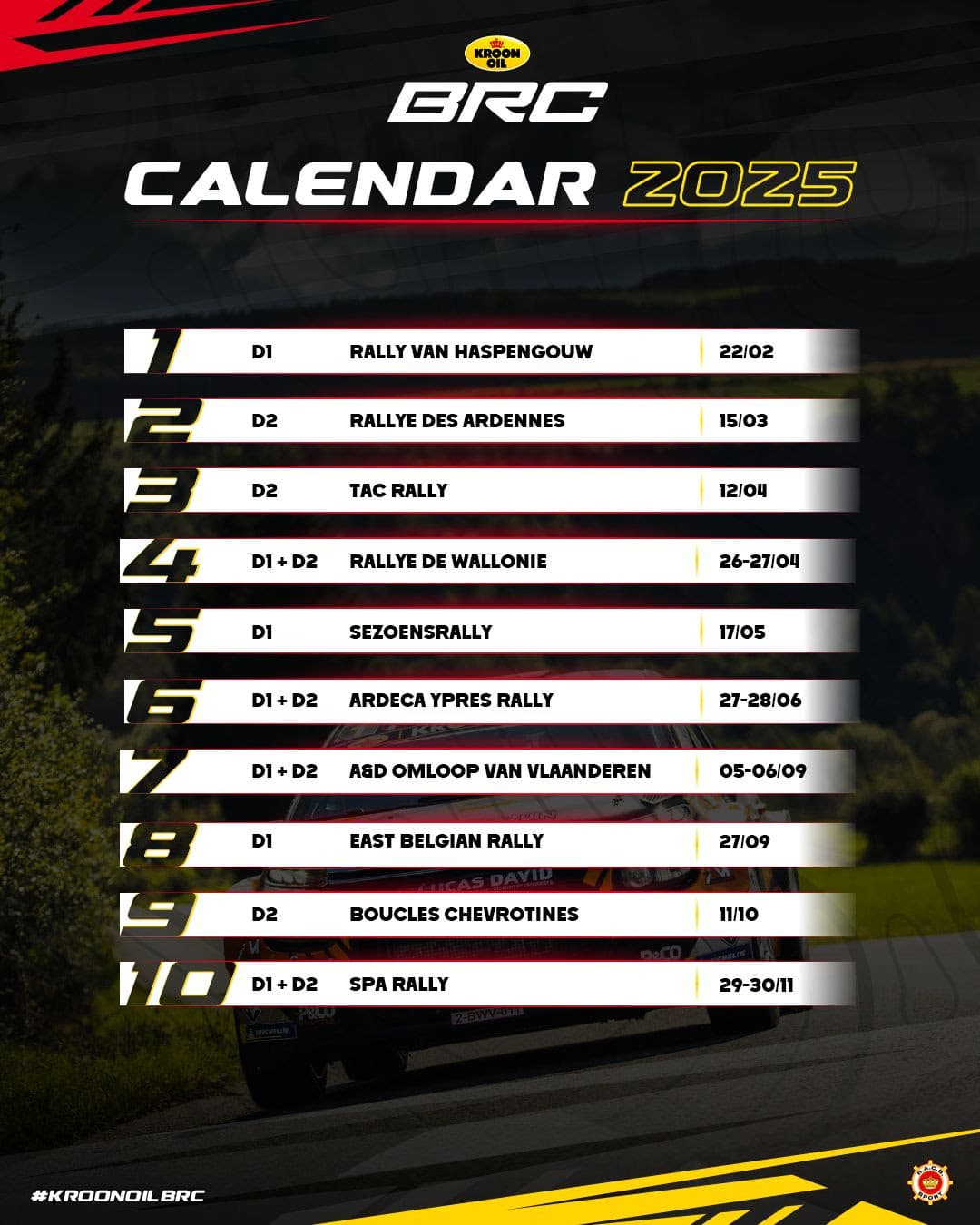Les calendriers 2025 des rallyes Belges sont disponibles ! Rallye Infos