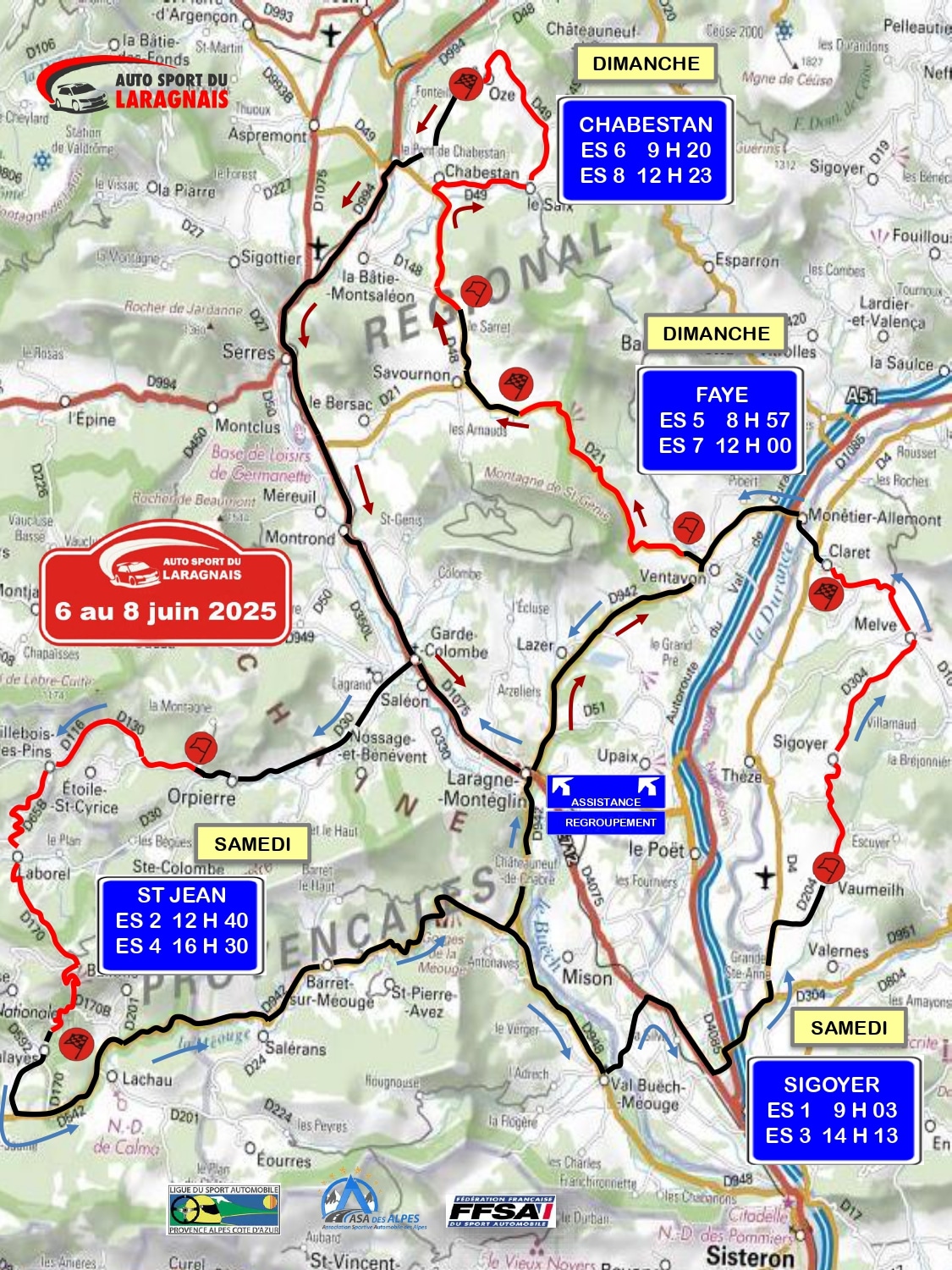 Carte générale - Rallye du Laragnais 2025