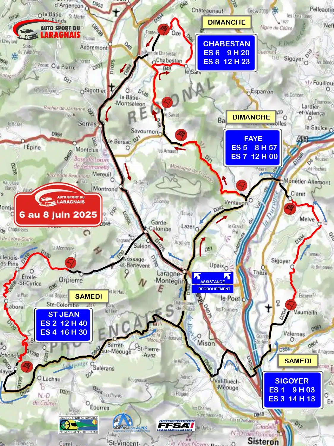 Carte générale - Rallye du Laragnais 2025