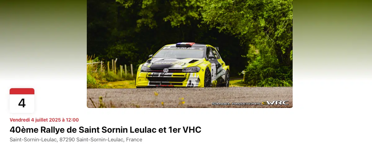 Lire la suite à propos de l’article Rallye de Saint-Sornin-Leulac 2025