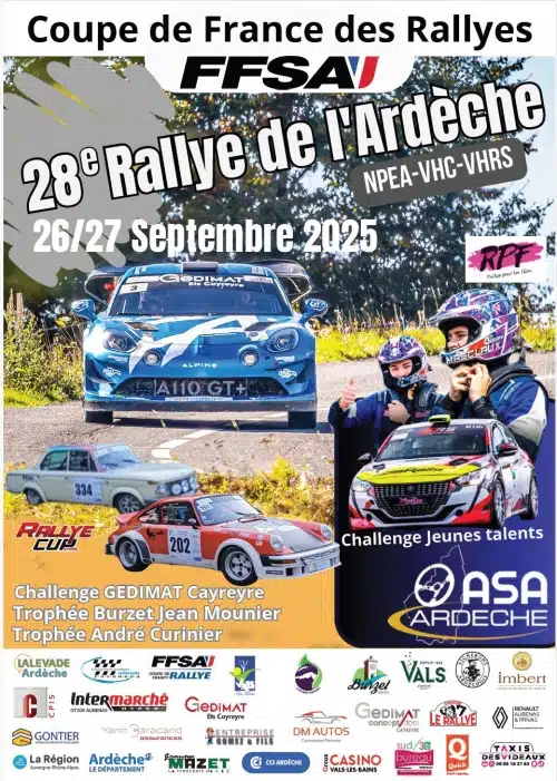 Lire la suite à propos de l’article Rallye de l’Ardèche 2025 – Liste des engagés