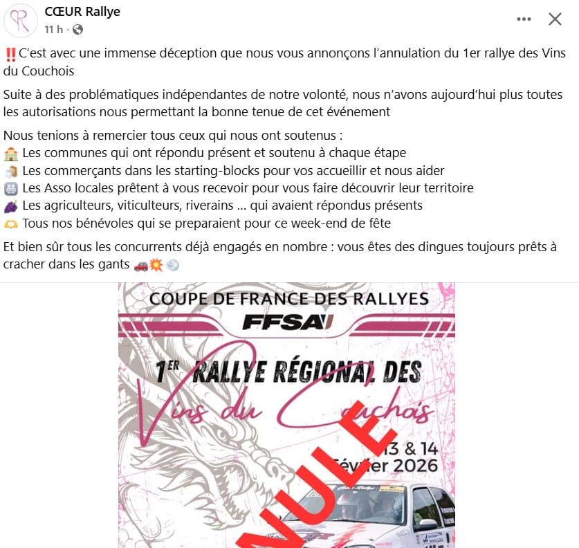 Rallye Régional PEA des Vins du Couchois - annulé 2