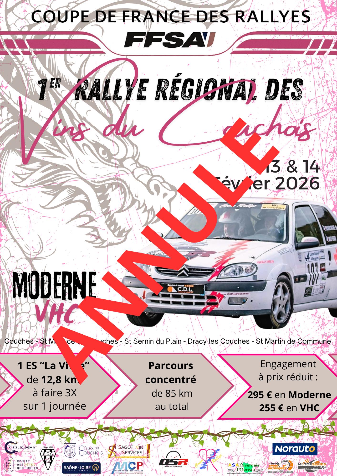 Lire la suite à propos de l’article Le 1er Rallye Régional PEA des Vins du Couchois est annulé !