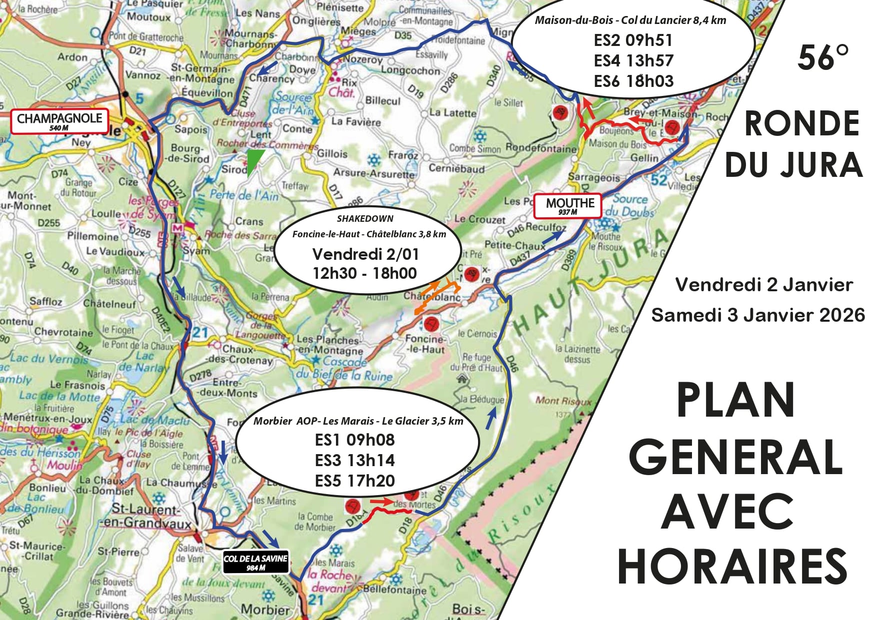 Ronde du Jura 2026 - Plan et horaires