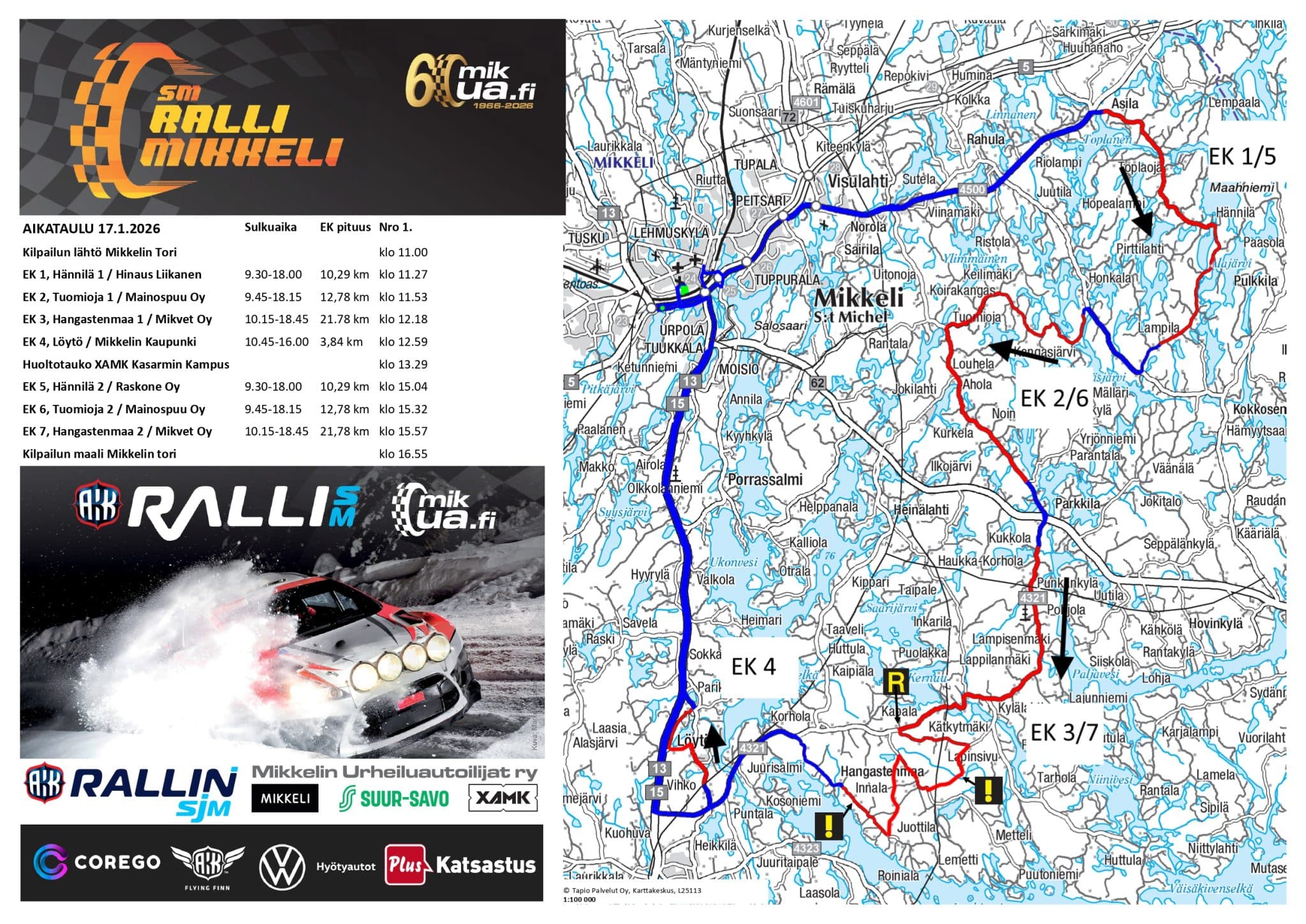 SM Ralli Mikkeli 2026 - Carte