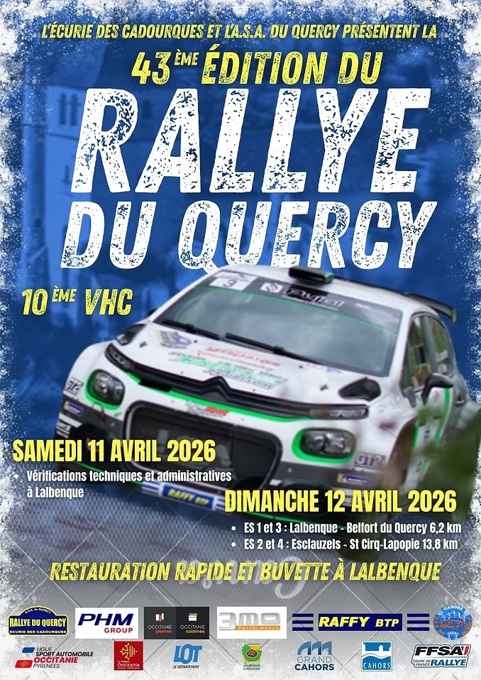 Lire la suite à propos de l’article Rallye du Quercy 2026