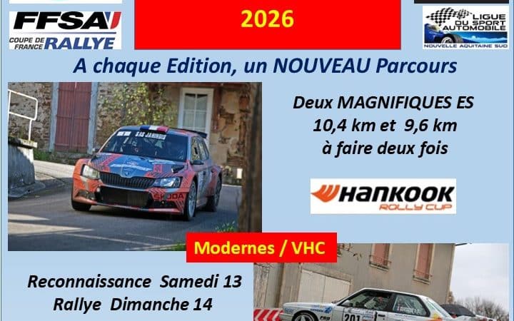 Rallye Vienne Glane Porte Océane du Limousin 2026.