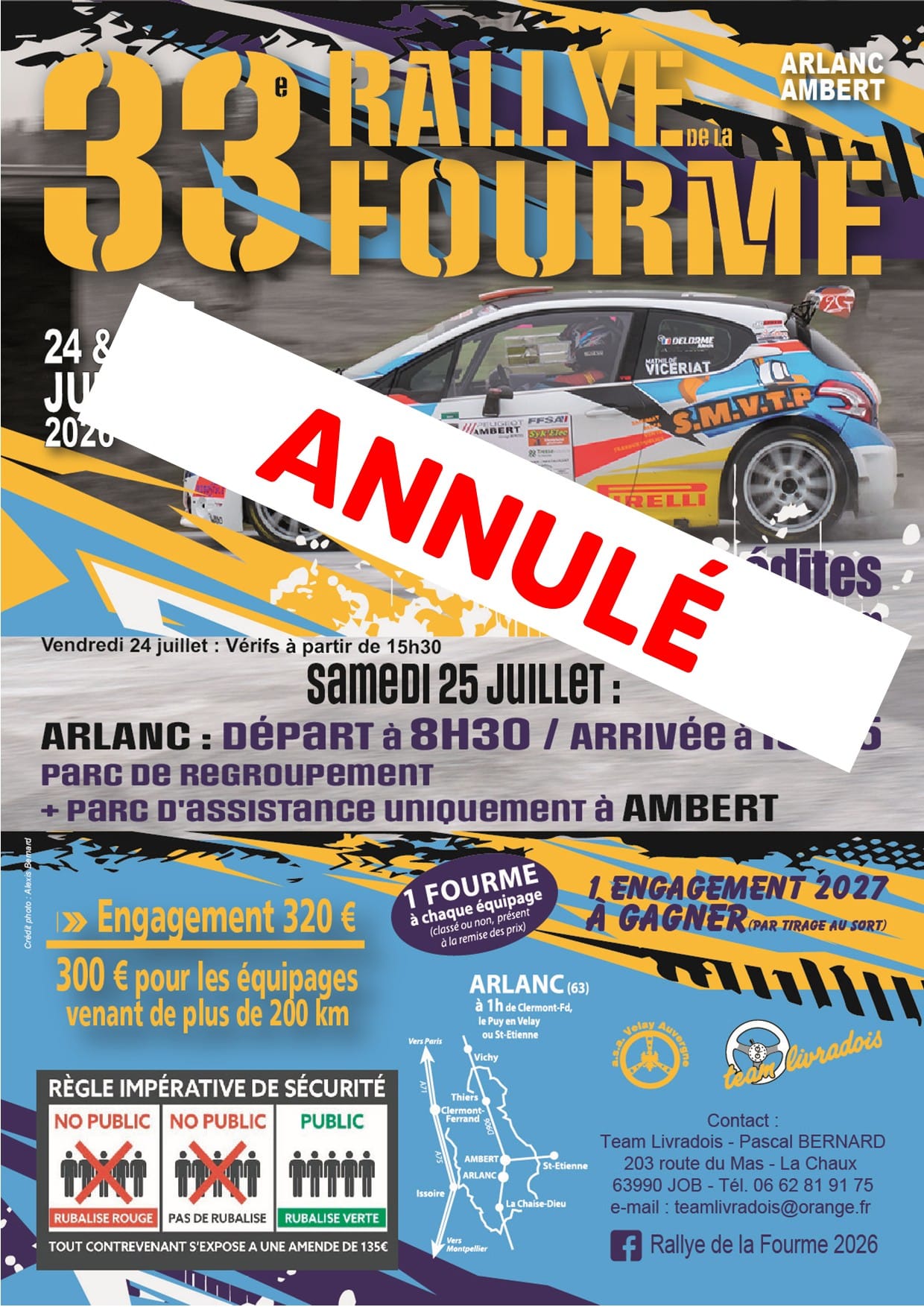 Lire la suite à propos de l’article Le Rallye de la Fourme d’Ambert 2026 est annulé