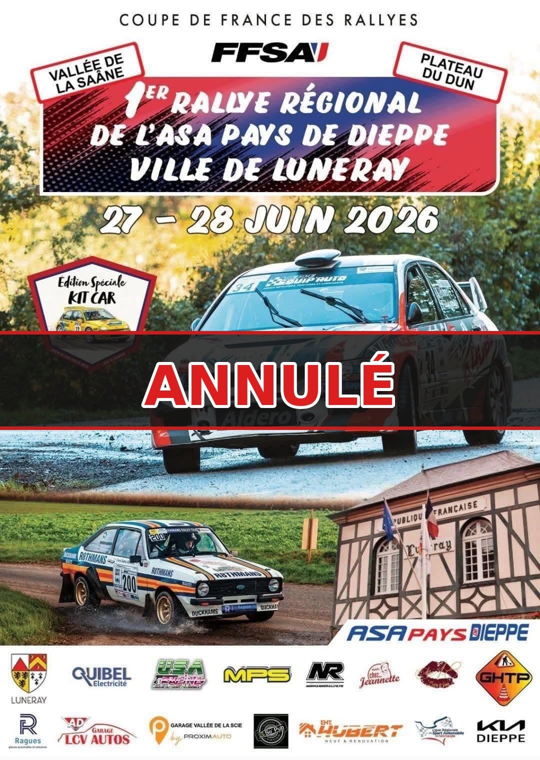 You are currently viewing Rallye ASA Pays de Dieppe – Ville de Luneray 2026 : la 1ère édition annulée