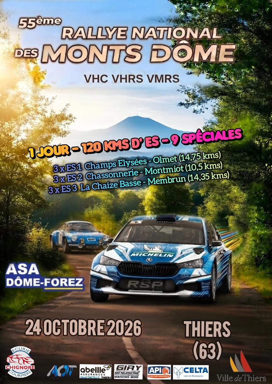 Lire la suite à propos de l’article Rallye des Monts Dôme 2026 : présentation
