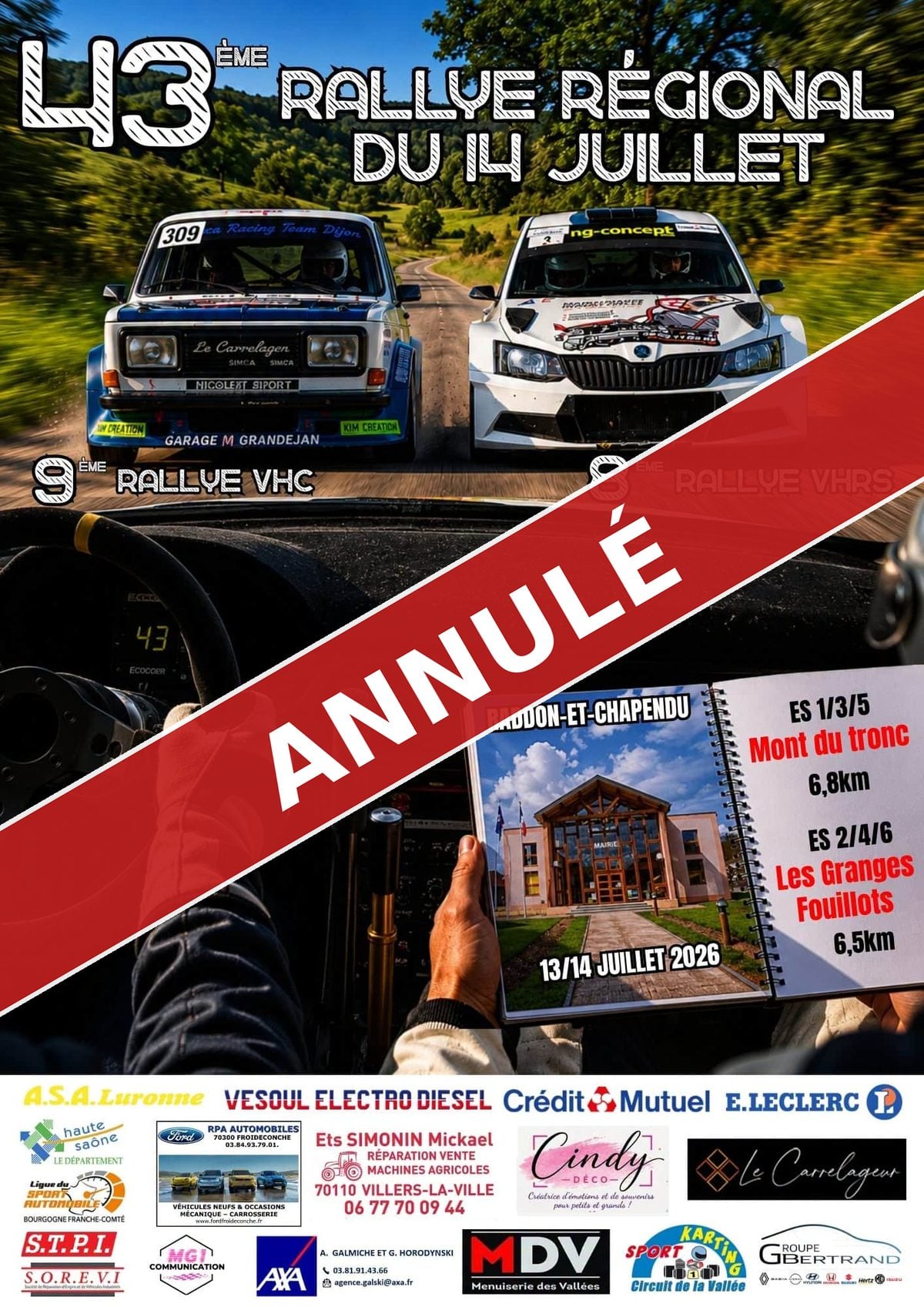 Lire la suite à propos de l’article Le Rallye du 14 Juillet 2026 est annulé