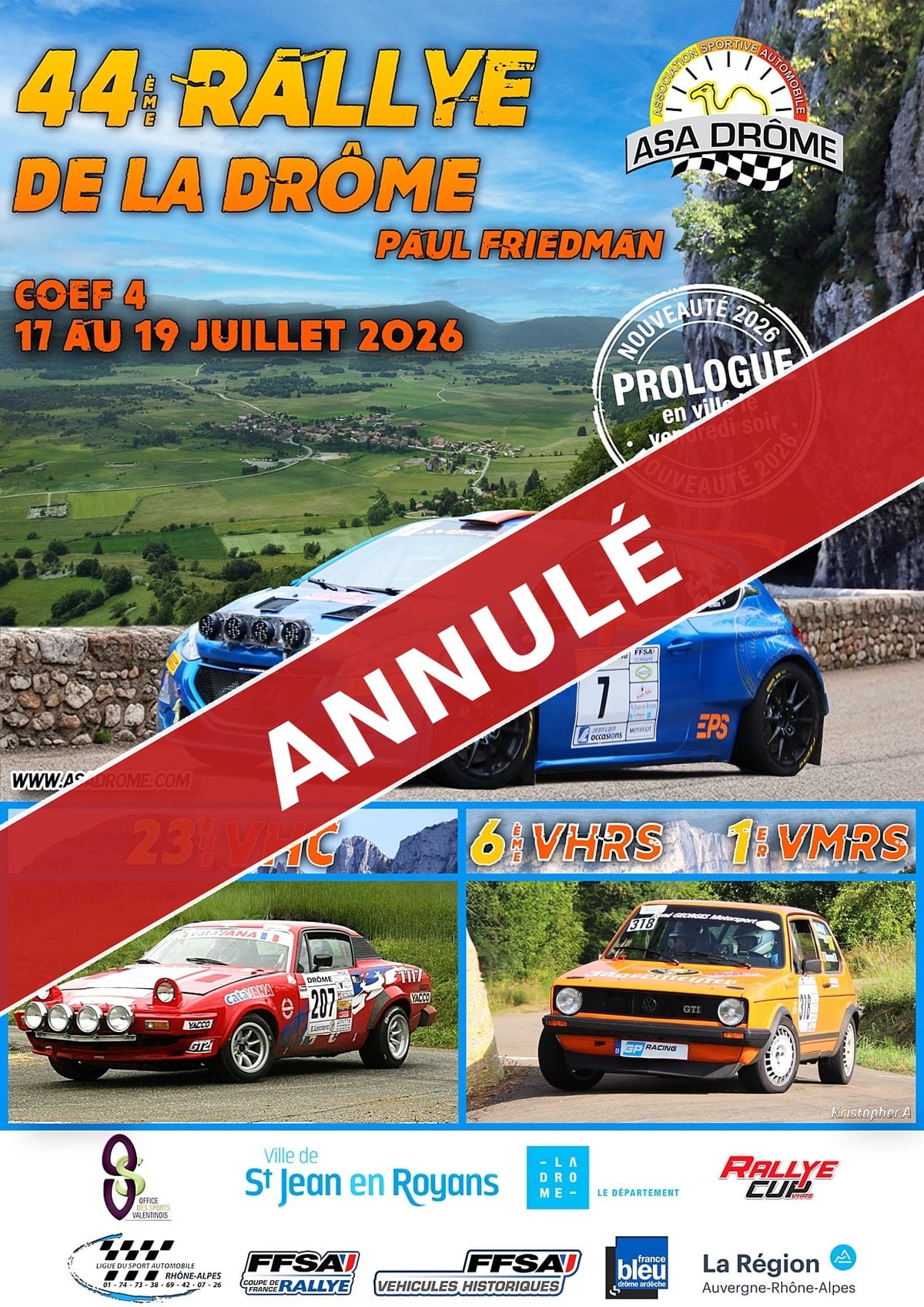 Lire la suite à propos de l’article Le Rallye de la Drôme 2026 est annulé
