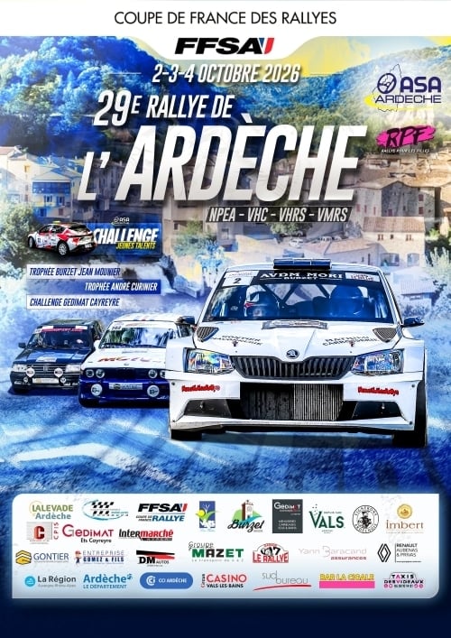 Lire la suite à propos de l’article Rallye de l&rsquo;Ardèche 2026 : les engagés