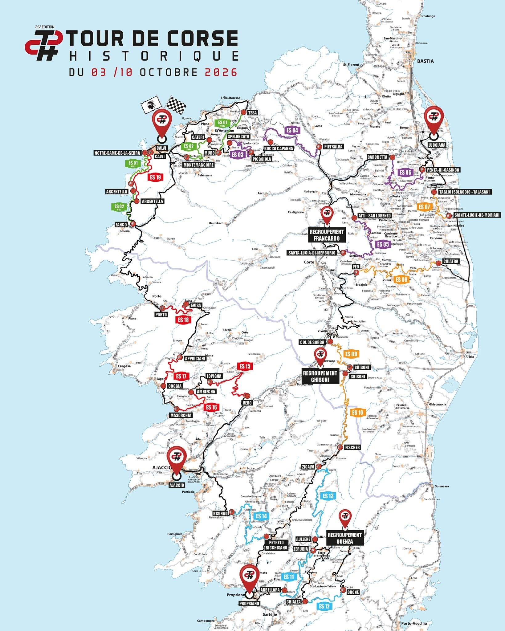 Tour de Corse 2026 - Carte générale